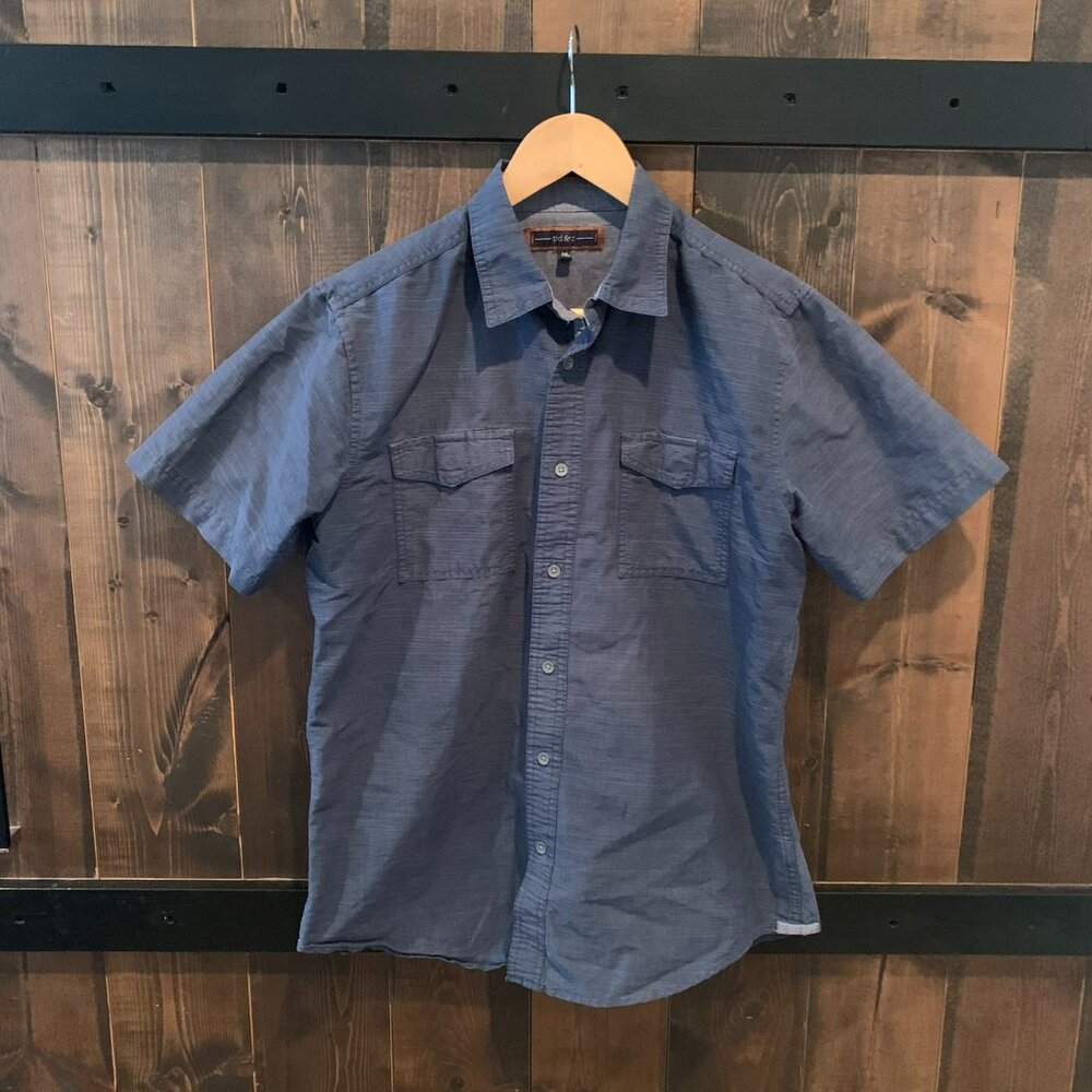 PD&C Men's Cotton Short Sleeve Button Down Shirt Size M